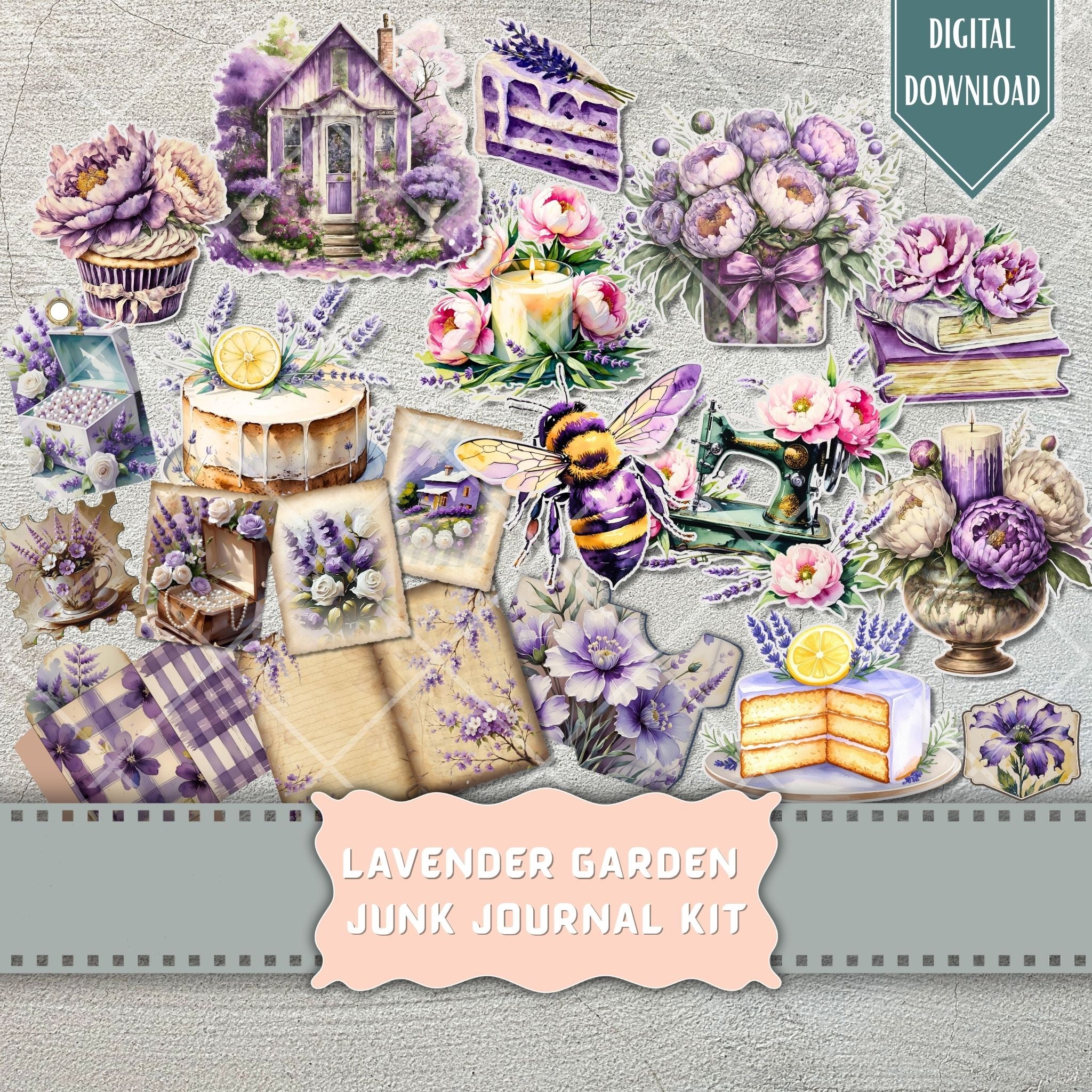 bee, Lavender floral garden junk journals printable, Peony, Peonies, Purple, lavender, red, Tag, Folio, Craft, EPHEMERA, Collage Sheet, Nature, coffee, Garden Planner Junk Journal Kit,, Sew Gift Idea, Stickers,  Junk Journal, Pages, Holiday, Shabby, Pink, Fussy Cut, Vintage, Summer, Floral, Fall, Harvest, Sun, Gold, Printable, Digital Download