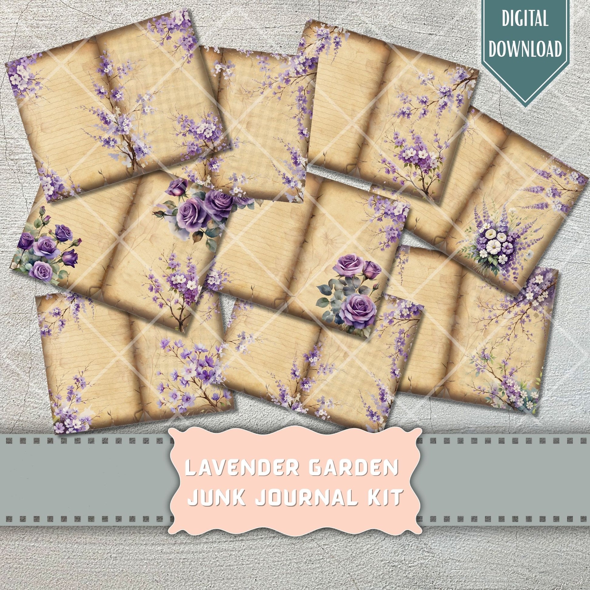 Lavender flower page for junk journals printable, Peony, Peonies, Purple, lavender, red, Tag, Folio, Craft, EPHEMERA, Collage Sheet, Nature, coffee, Garden Planner Junk Journal Kit,, Sew Gift Idea, Stickers,  Junk Journal, Pages, Holiday, Shabby, Pink, Fussy Cut, Vintage, Summer, Floral, Fall, Harvest, Sun, Gold, Printable, Digital Download