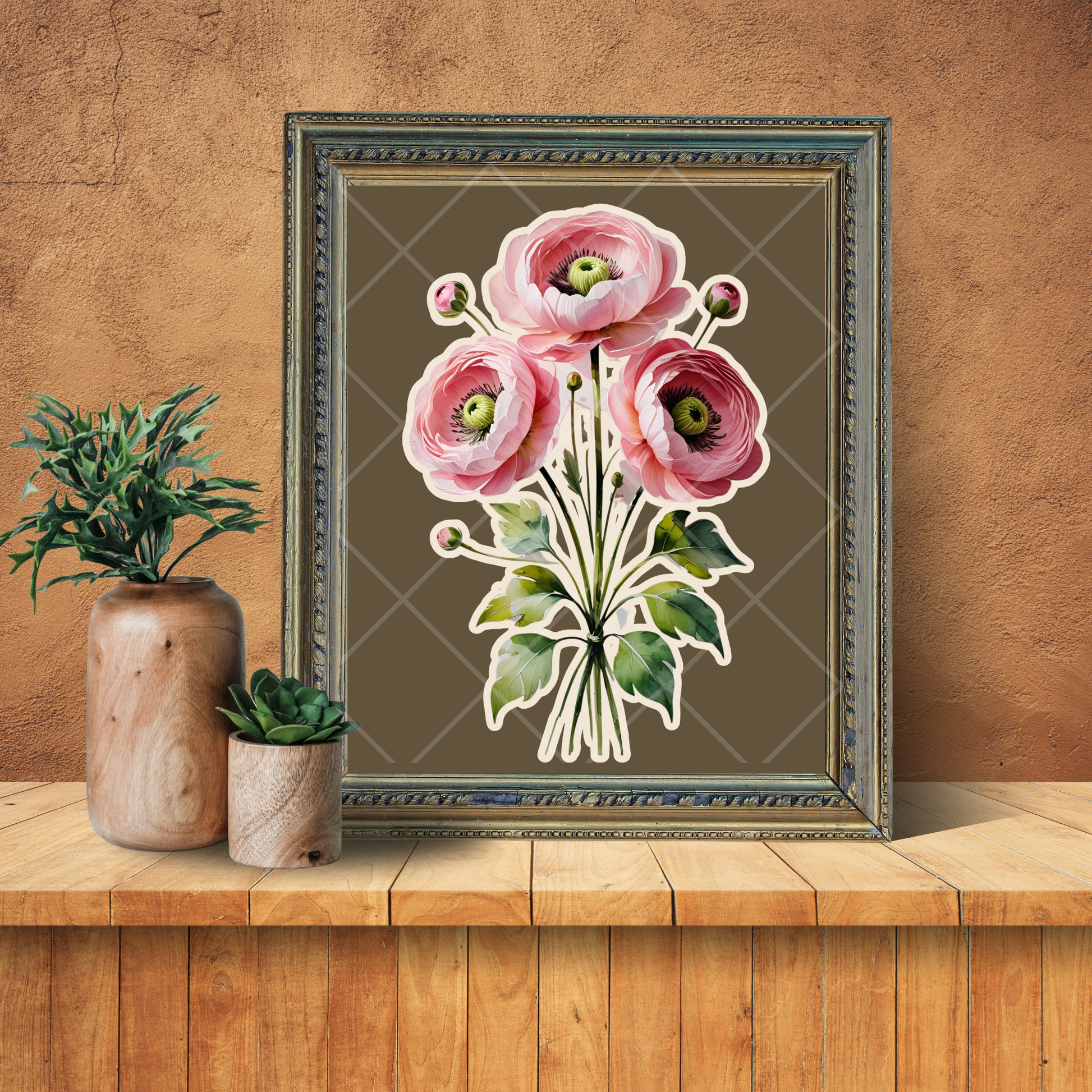 Digital download of watercolor flower fussy cuts – pink floral ephemera set for vintage scrapbooks, planners, and DIY projects