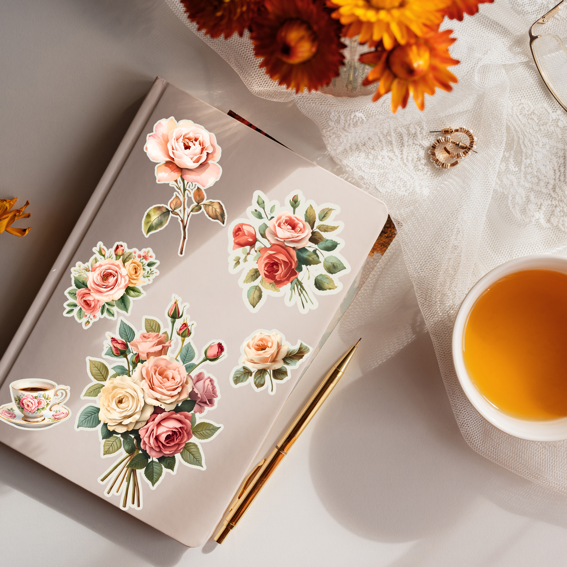 Vintage Rose Ephemera: Watercolor Floral Fussy Cuts for Junk Journals (Digital Download)