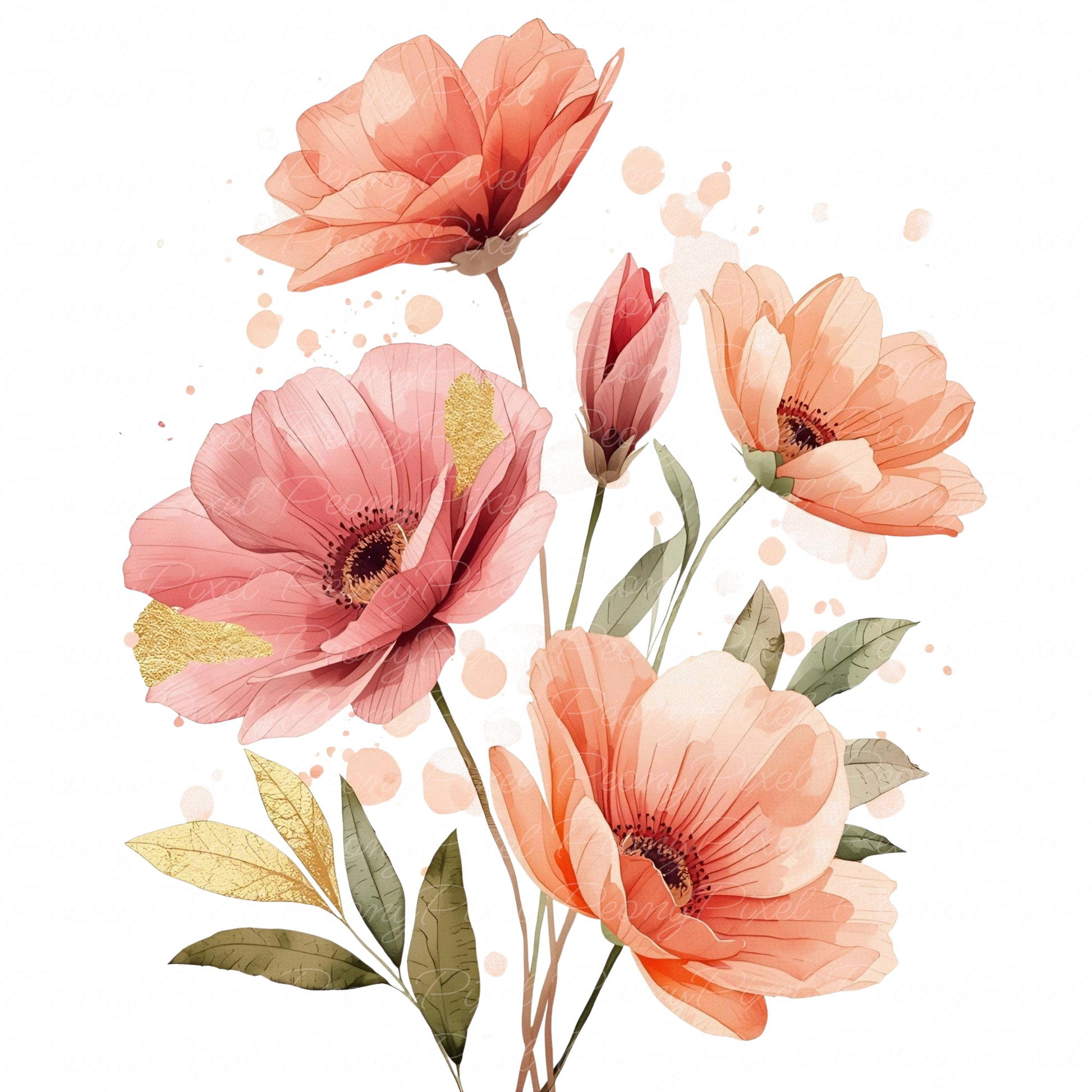 Transparent PNG watercolor flower clipart for digital designs
