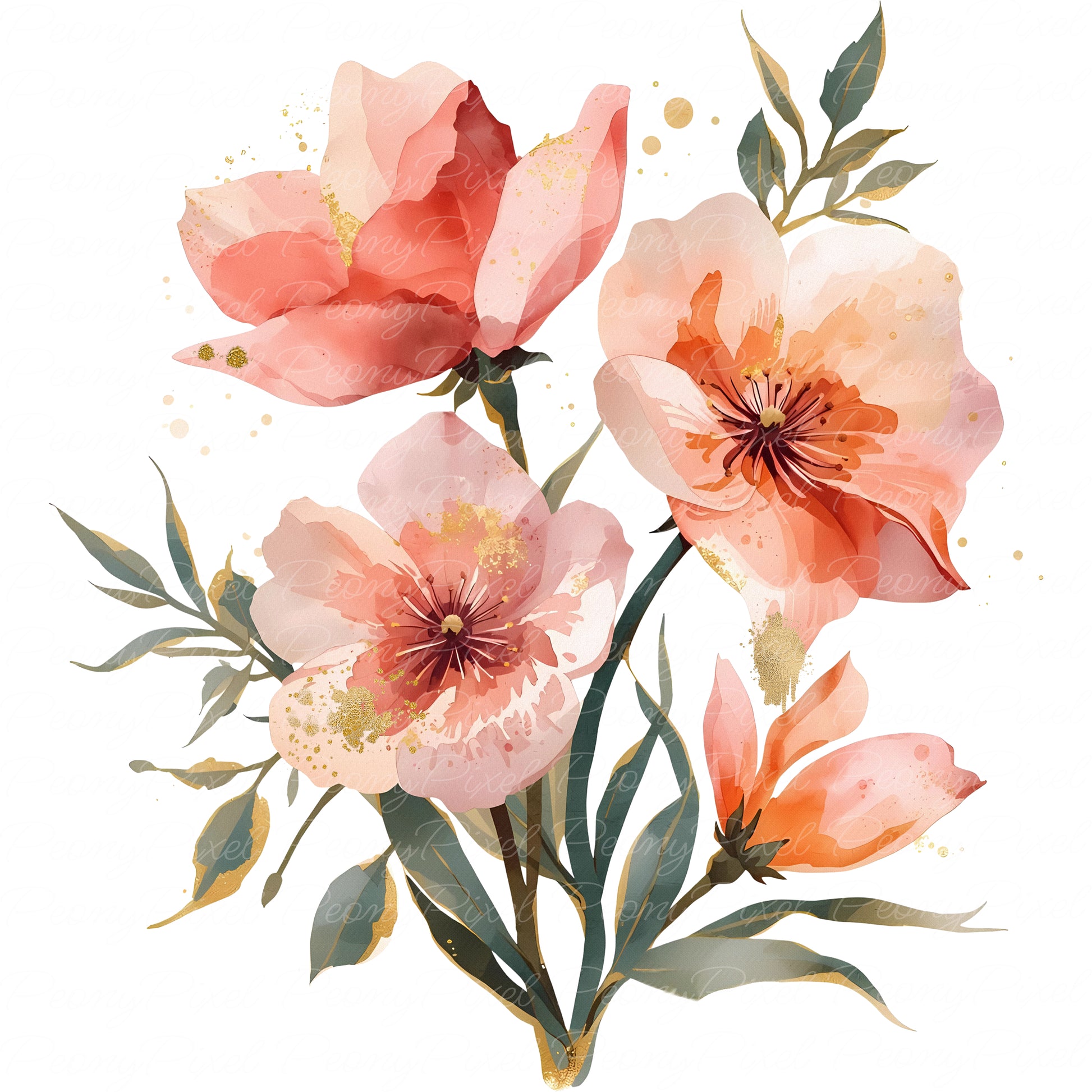 Transparent watercolor floral PNG for wedding invitations